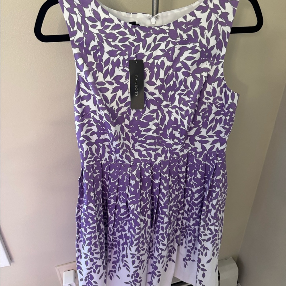 Talbots Purple and White Midi Dress